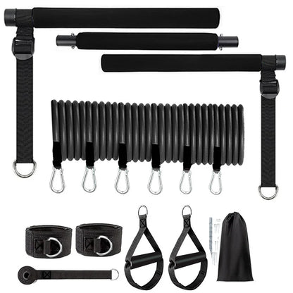 Multifunctional Pilates Bar Combination Fitness Bar Yoga Chest Expansion Tension Rope Back Trainer Elastic Rope Stretching Belt